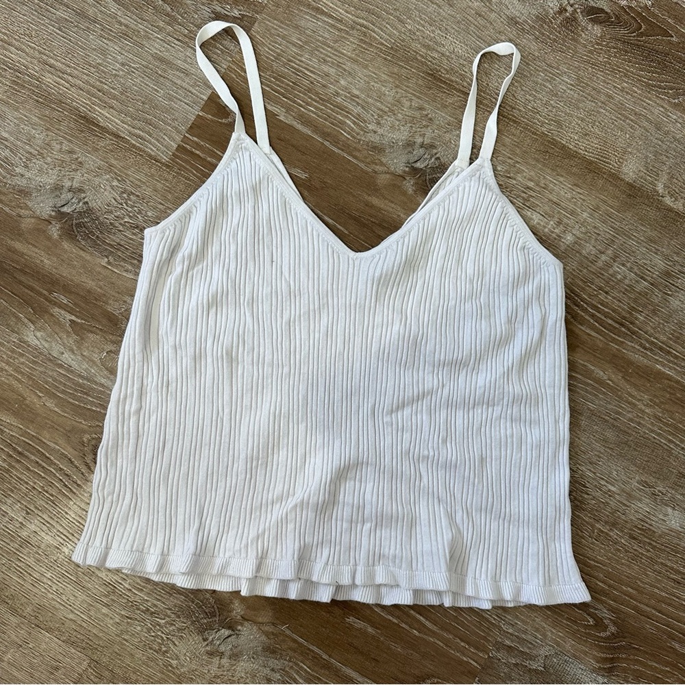 ASOS White Ribbed Camisole Spaghetti Strap Top